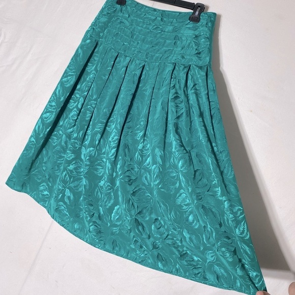 Vintage The French Fact Turquoise Floral Jacquard Skirt Set M - Picture 7 of 15